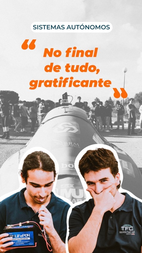 [PT] 🎥 Meet the Team: Departamento de Sistemas Autónomos 🤖🚗
Neste episódio, damos-te a conhecer o departamento responsável por tornar o nosso protótipo capaz de “ver”, decidir e agir sozinho.

A equipa de Sistemas Autónomos desenvolve toda a inteligência do veículo — desde visão por computador à navegação e controlo — garantindo que o TFCamões identifica a pista, deteta obstáculos e executa cada manobra com precisão.

O futuro da mobilidade passa por aqui, e estes membros são quem o torna possível.

Membros: Gil e Bernardo

[EN] 🎥 Meet the Team: Autonomous Systems Department 🤖🚗
In this episode, we introduce you to the department responsible for making our prototype capable of ‘seeing,’ deciding, and acting on its own.

The Autonomous Systems team develops all the vehicle's intelligence — from computer vision to navigation and control — ensuring that TFCamões identifies the track, detects obstacles and executes each manoeuvre with precision.

The future of mobility lies here, and these members are the ones who make it possible.

Members: Gil and Bernardo